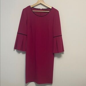 Elegant Burgundy Dress with Flared Sleeves